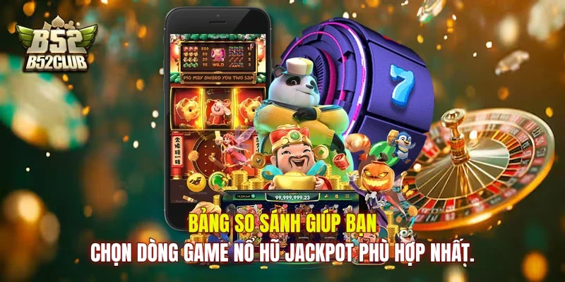 Bảng so sánh giúp bạn chọn dòng game nổ hũ Jackpot phù hợp nhất.